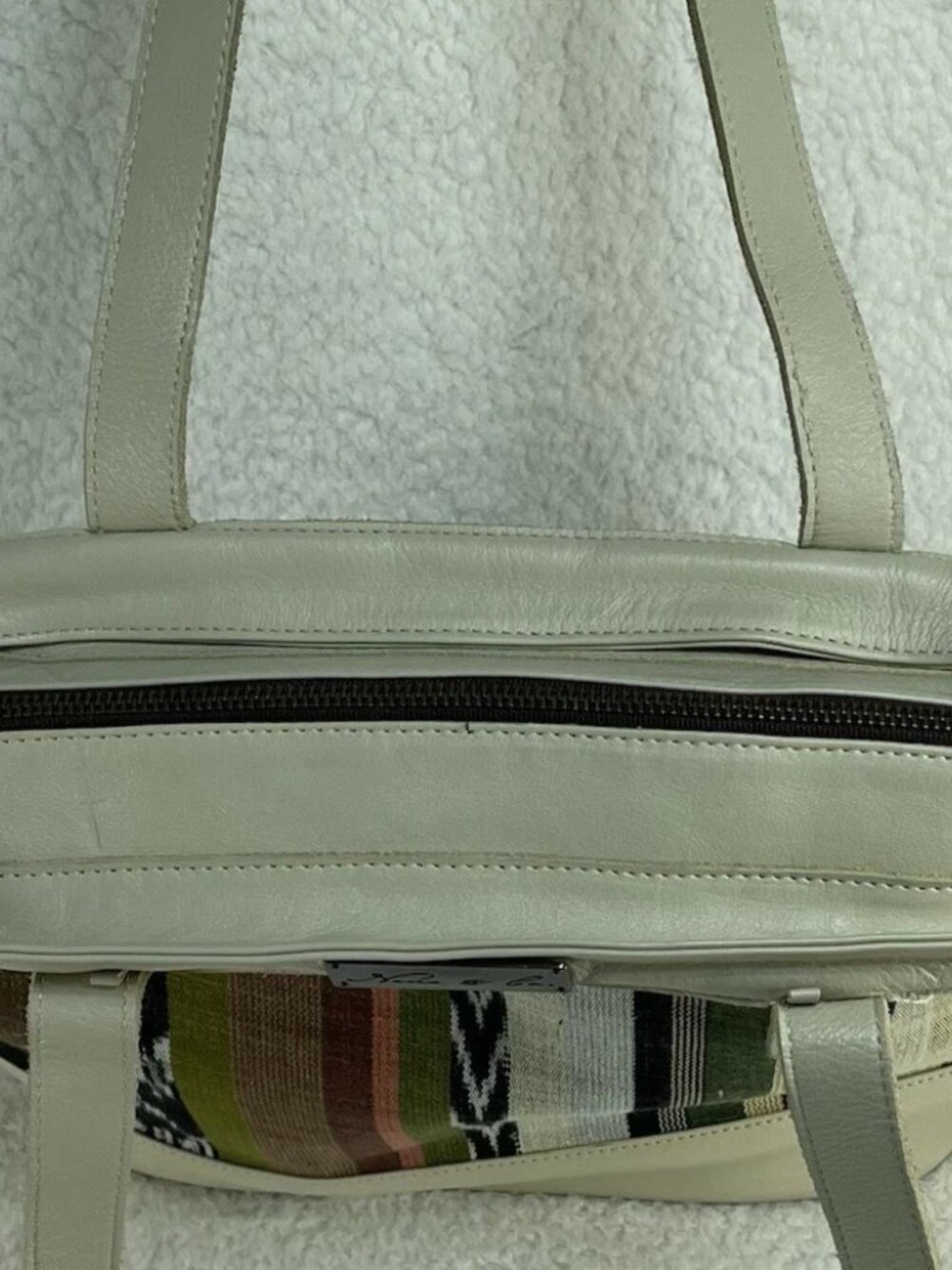 NENA & Co Embroidery Leather Day Shoulder Bag Artisan Guatemalan Zippered Pocket - Picture 3 of 9